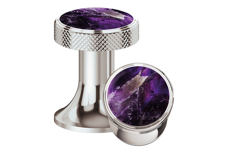 Joerger Design, Valencia, new, jewellery edition, 2021, amethyst, violet, exclusive, precious natural stone, gemstone, precious stone, polished nickel, luxurious, surface finishing