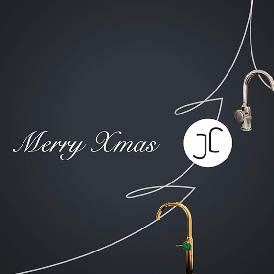 Jörger Design, happy holidays, Christmas, 2023, graphics, black-and-white, the Jörger Design signet, Valencia single lever mixer, jewellery design, presented in colour, Valencia, polished nickel, Palissandro Blue, Valencia, gold, malachite