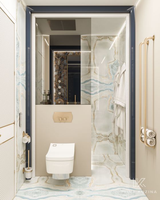 Держатель для туалетной бумаги и туалетный ёршик из коллекции изделий Belledor, цвет покрытия "Матовая латунь" (золото 18 карат)