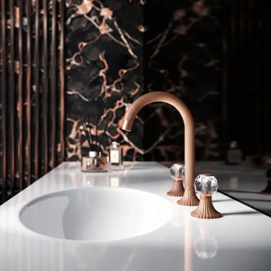 Jörger Design, Cronos Crystal, design armatur, rosengold matt  Kristall-Griffe, exclusiv finisch, lieferzeit