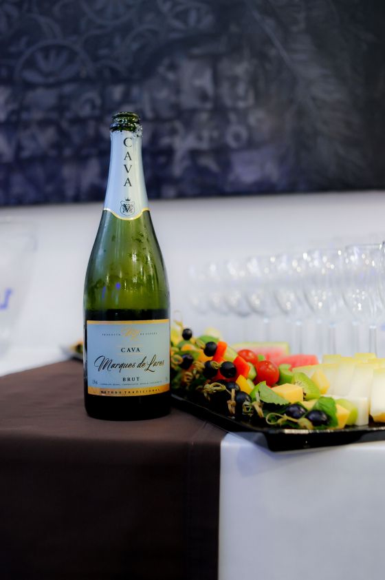 A bottle of Cava at the buffet for the Foster Magazine event.