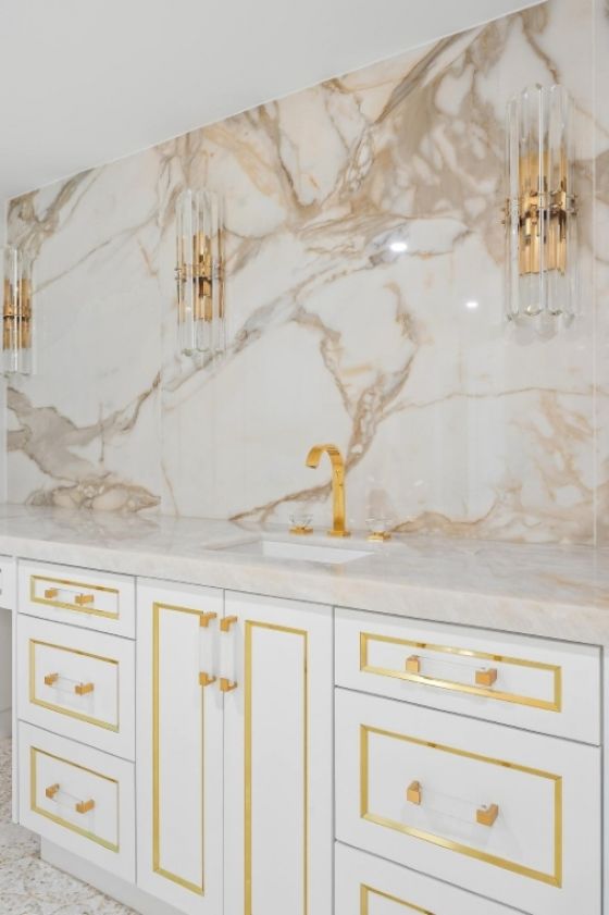 Jörger Design, 3-hole basin mixer, Empire Royal Crystal, gold, design faucet, private bathroom in Florida, crystal handles, exclusive taps
