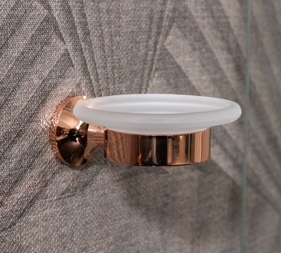 Wall-mounted soap holder from the Valencia series in rose gold by Jörger