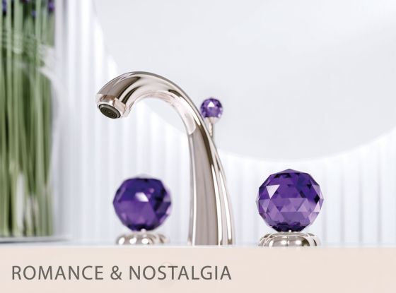 JÖRGER design style  Romance and Nostalgia Washbasin 3-hole mixer Series Florale Crystal polished nickel with crystal handle amethyst