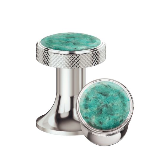 Jörger Design, Valencia, Designarmature Chrom, Edelstein Amazonit, exclusiv Griffdekor, 3-Loch-Armaturen, grün Naturstein, raffiniert, elegant, stilvoll, luxuriös, Akzente