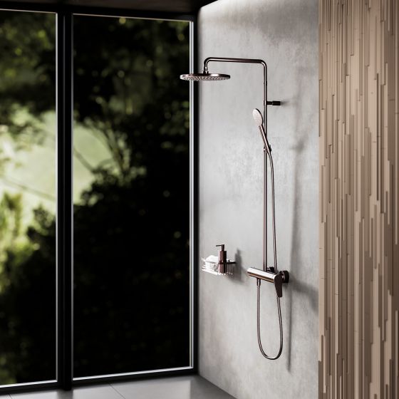 Jörger Design, Eleven, bathroom, collection, modern, mink matt, fitting, tap, shower, shower combination, rain shower, hand shower, shower system, exposed, shower mixer, Joerger