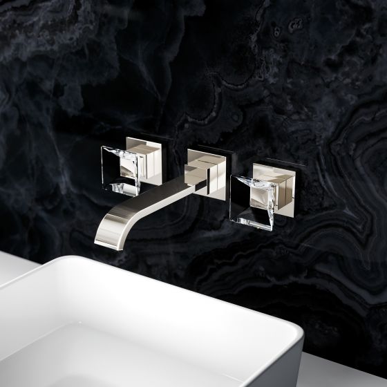 Jörger Design, bathroom, Empire Royal Crystal, wall-washbasin, 3-hole battery, fitting, polished nickel, crystal, clear, décor, handle, aesthetic, refined, purist, straight-lined, luxury, exclusive, Oliver, Jörger, Angelika, Böhm