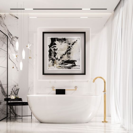 Jorger Design, Shado, интерьер ванной с дизайнерской сантехникой, смесители премиум, позолоченная латунь, белая бирюза, элитная сантехника