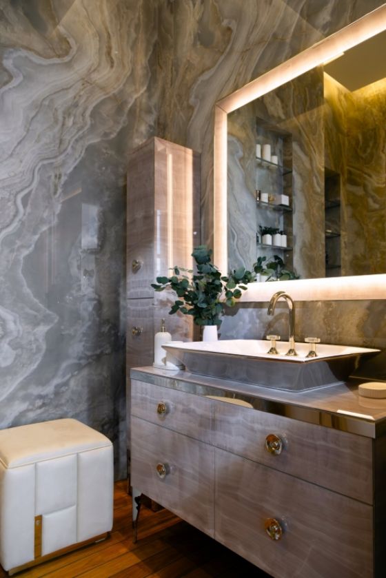 Jörger Design, Badzimmer, Valencia, 3-hole-Armatur, Wandspiegel Mildue 
