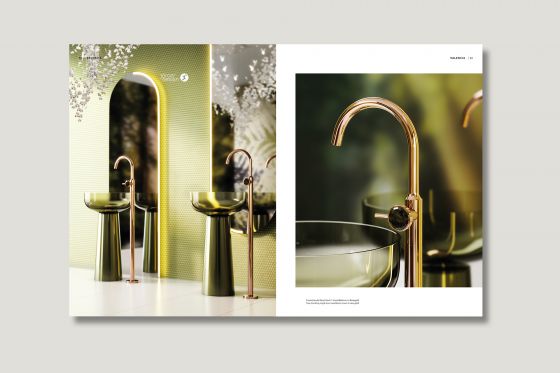 Jörger Design, bathroom, aesthetics, luxury, bathroom faucets, fittings, Valencia, rose gold, Labradorite, jewellery edition, milestones, brochure, natural stones, gemstones, finishes, bathroom en suite, Antonio Lupi, Albume, cristalmood