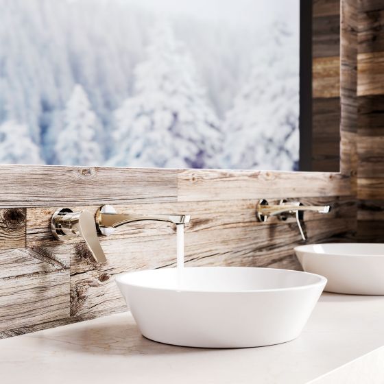 Joerger Design, Eleven, wall-washbasin mixer, polished nickel, unique finish