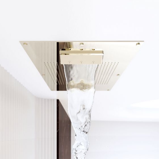 Jörger Design, showers, polished nickel, rain canopy, waterfall, luxury, shower area, Joerger