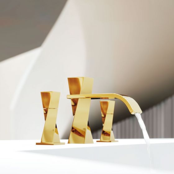 Jörger Design, Turn, gold, washbasin tap, turned design, washbasin, exceptional, luxurious, stylish