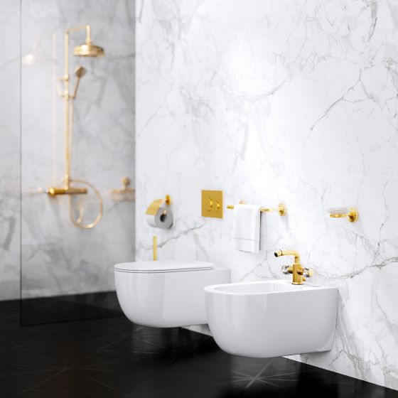 Jörger Design, Cronos Crystal, gold matt, crystal handles, shower area, w.c. area, bidet, shower combinations, accessories, bathroom, bathroom accessories