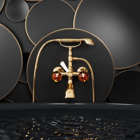 Jörger Design, Florale Crystal, sunshine, amber, bathtub, bathtub faucet, crystal, criastal handles, luxurious, designer faucets