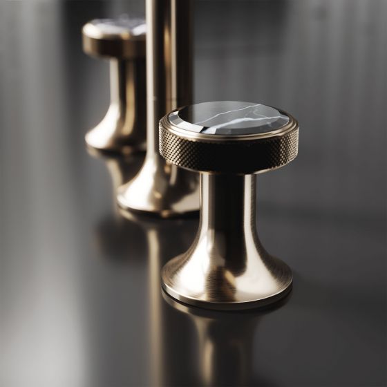 Jörger Design, Valencia, sunshine matt, washbasin, faucet, tap handle, bathroom, luxury bathroom, designer faucets, classy, elegant, Joerger, luxurious, black Marble, black bathroom, black washbasin