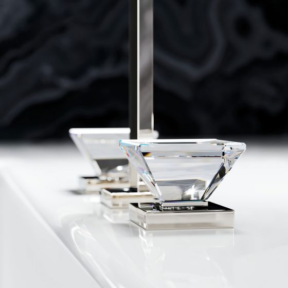 Jörger Design, Empire Royal Crystal, polished nickel, crystal handles, clear crystal, detail, focus, handle pattern, joerger 