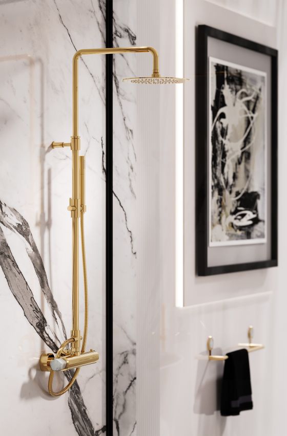 Jörger Design, Shadó, sunshine, natural stone, white Turquoise, shower area, shower, neoclassic, joerger
