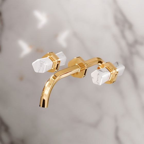 Jörger Design, Shadó, sunshine, natural stone, white turquoise, wall-mounted basin mixer, designer mixer, neoclassical, joerger