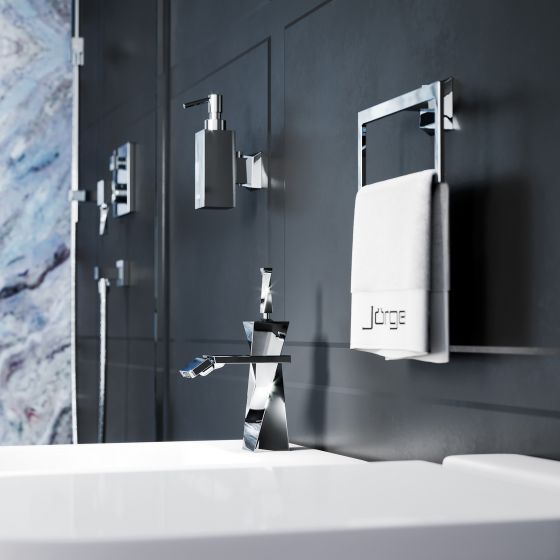 Jörger faucets, Turn, chrome, bidet, inspired by the spectacular Infinity Tower in Dubai, faucets, accessories, bathroom, designer faucets, joerger