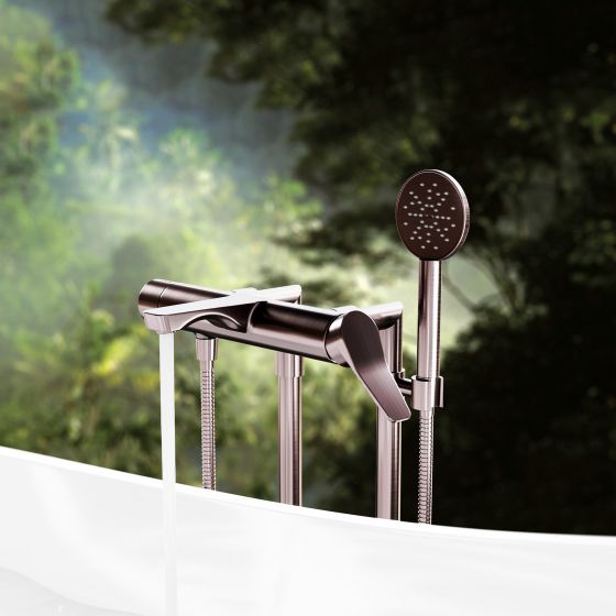 Jörger Design, Eleven, напольный смеситель для ванны, в отделке матовый нерц 
