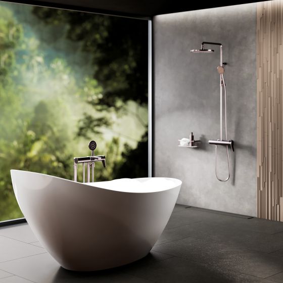 Jörger Design, Eleven, смеситель для ванны, душевая система со смесителем и аксессуары, в отделке матовый нерц