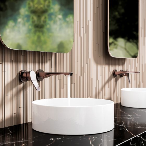 Jörger Design, Eleven, mink matt, wall washbasin, mirror, washbasin, wooden wall, marble, marble wall, natural, elegant, modern, joerger
