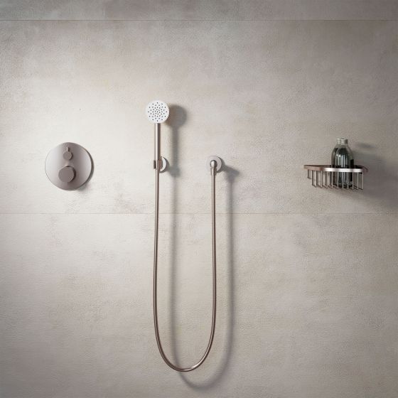 Jörger Design, Charleston Royal, platinum, matt, shower combination, concealed wall thermostat,sponge basket, simple, modern, joerger