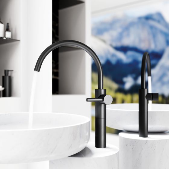 Jörger Design, Charleston Square, black matt, washbasin, faucet, bathroom accessories, soap dispenser, designer faucets, joerger