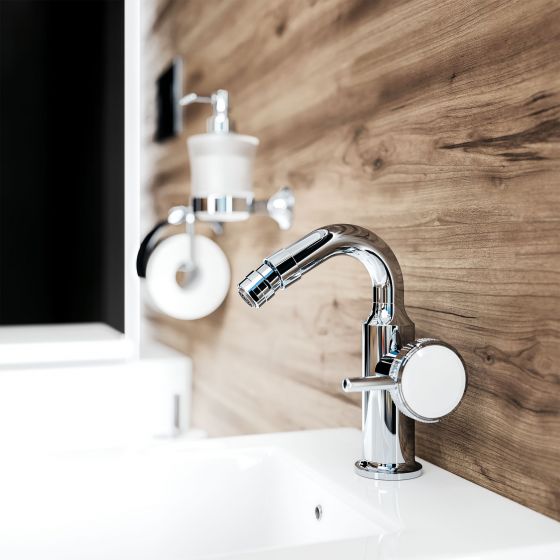 Jörger Design, Valencia, chrome, bidet, accessories, bathroom, wooden wall, w.c. area, noble, modern, Joerger