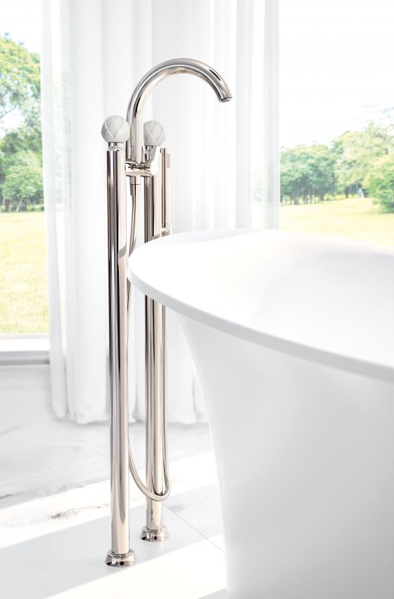 Jörger Design, Belledor, platinum, bath mixer, free standing, shower set, porcelain handles, idyllic, romantic, joerger