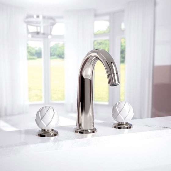 Jörger Design, Belledor, platinum, bath mixer, free standing, shower set, porcelain handles, idyllic, romantic, joerger