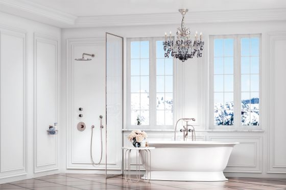 Jörger Design, Floral Crystal, platinum, bathroom, bathtub, shower door handle, faucets, renaissance, accessories, designer faucets, joerger