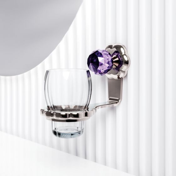 Jörger Design, Floral Crystal, polished nickel, tumbler holder, crystal, amethyst, joerger