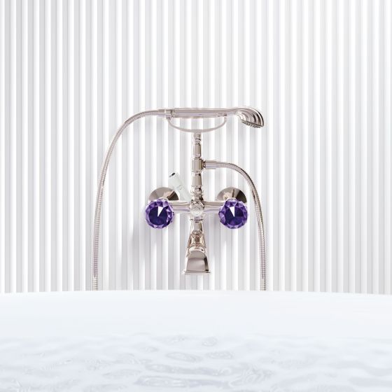 Jörger Design, Florale Crystal, Silbernickel, Badewanne, Wanne, Armatur, Brausebatterie, Kristall, Amethyst, Joerger