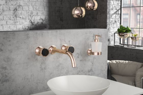 JOeRGER Valencia 3 hole wall washbasin in Rose Gold