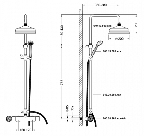 600.20.460.xxx-AA Specification drawing mm