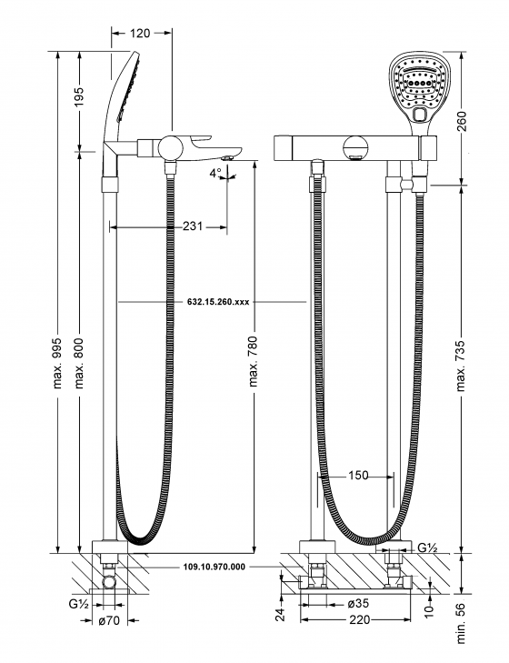 632.20.540.xxx Specification drawing mm