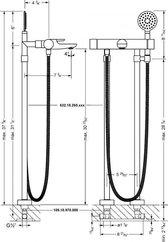 632.20.545.xxx Specification drawing inch