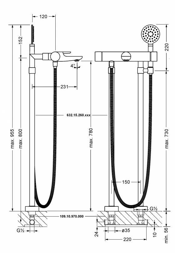 632.20.545.xxx Specification drawing mm